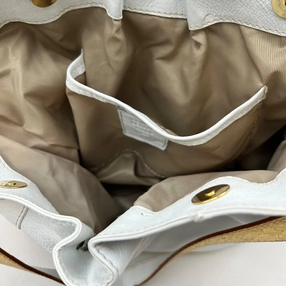 Pulicati Italia Genuine Leather Shoulder Bag White/Gold
